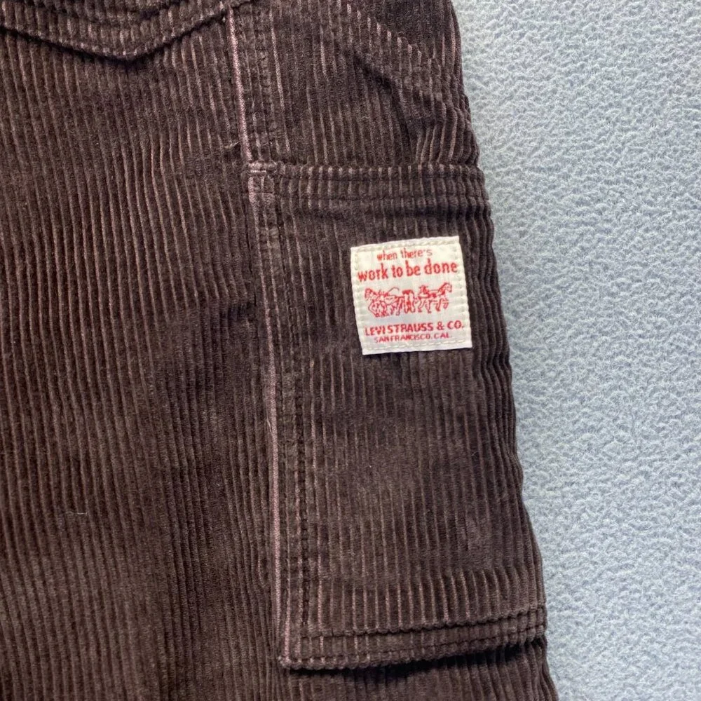 Levis 568 Loose Straight Carpenter Pants Brown Corduroy‎ Workwear Size 38x34